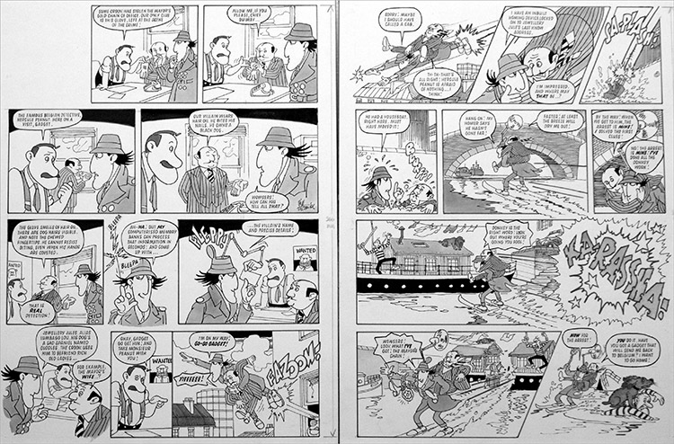 Inspector Gadget Meets Hercule Peanut (TWO pages) (Originals) (Signed) by Inspector Gadget (Titcombe) at The Illustration Art Gallery
