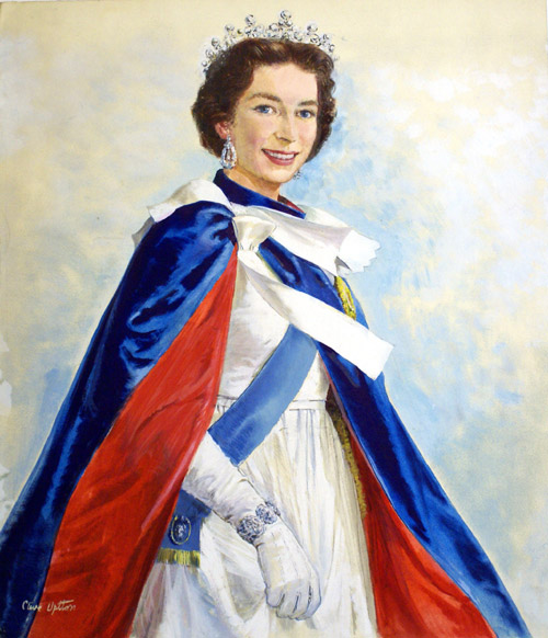 Queen Elizabeth II (Original) (Signed) by Clive Uptton at The Illustration Art Gallery