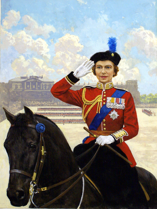 Queen Elizabeth II (Original) by Clive Uptton at The Illustration Art Gallery