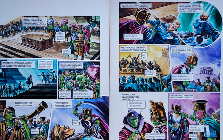 Janno's Sacrifice from 'Civil War in Daveli' (TWO pages) (Originals) by The Trigan Empire (Gerry Wood) at The Illustration Art Gallery
