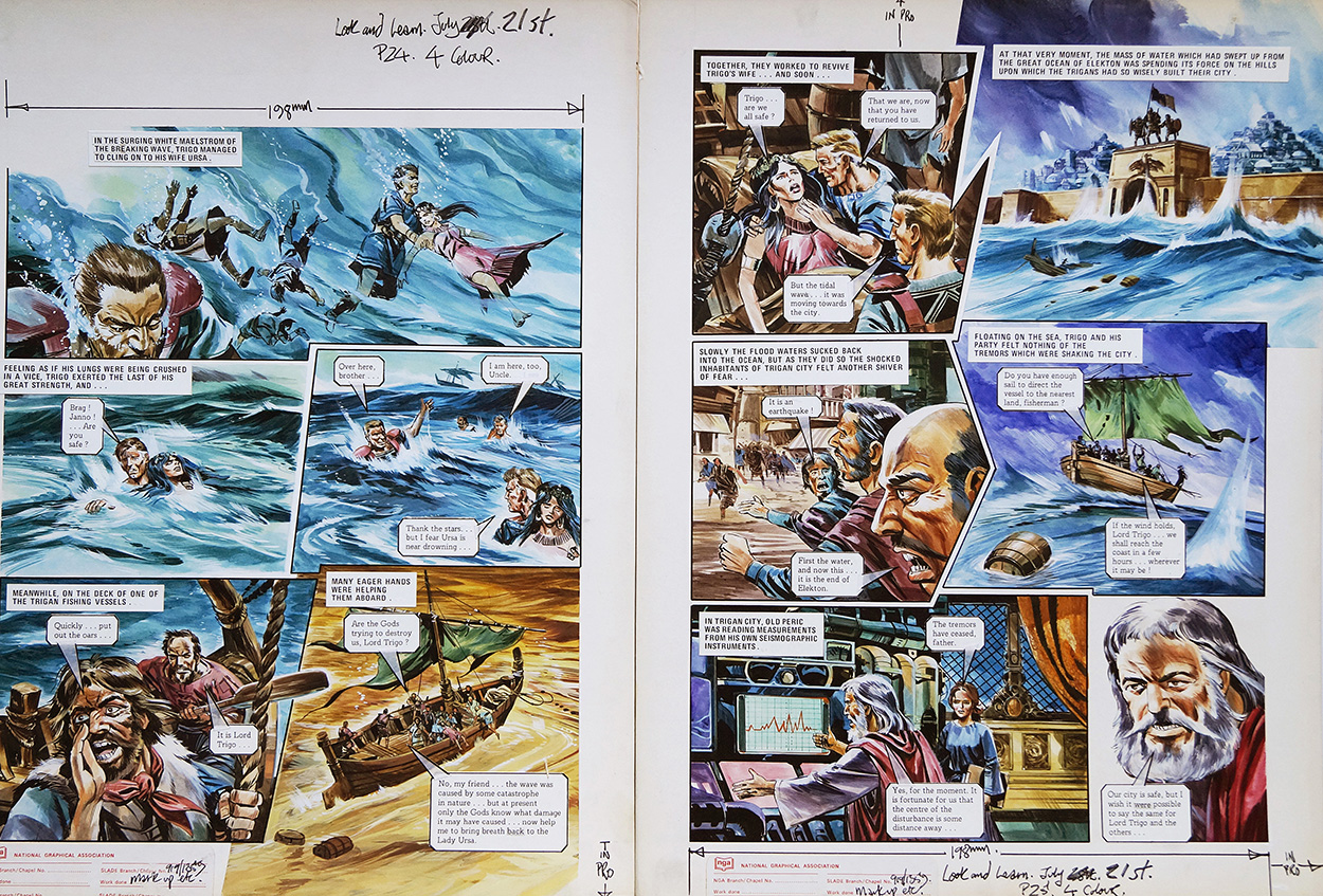 Close to Drowning from 'The Hericon/ivatian Conflict' (TWO pages) (Originals) art by The Trigan Empire (Gerry Wood) at The Illustration Art Gallery