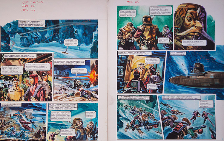 Nivatian Capture from 'The Hericon/Nivatian Conflict' (TWO pages) (Originals) by The Trigan Empire (Gerry Wood) at The Illustration Art Gallery