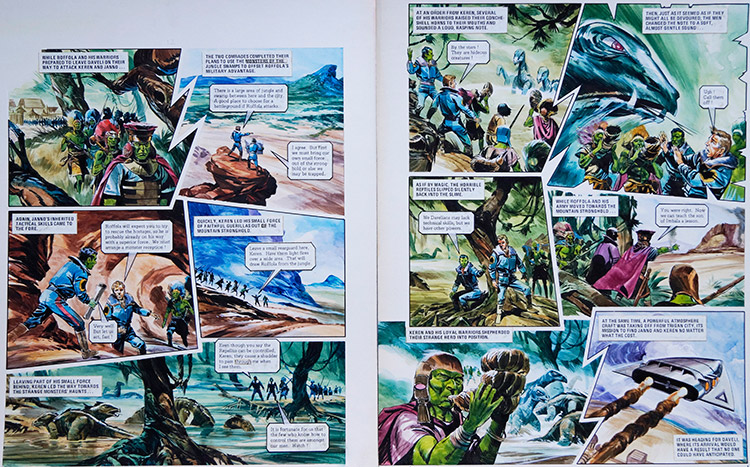Giant Reptiles from 'Civil War in Daveli' (TWO pages) (Originals) by The Trigan Empire (Gerry Wood) at The Illustration Art Gallery
