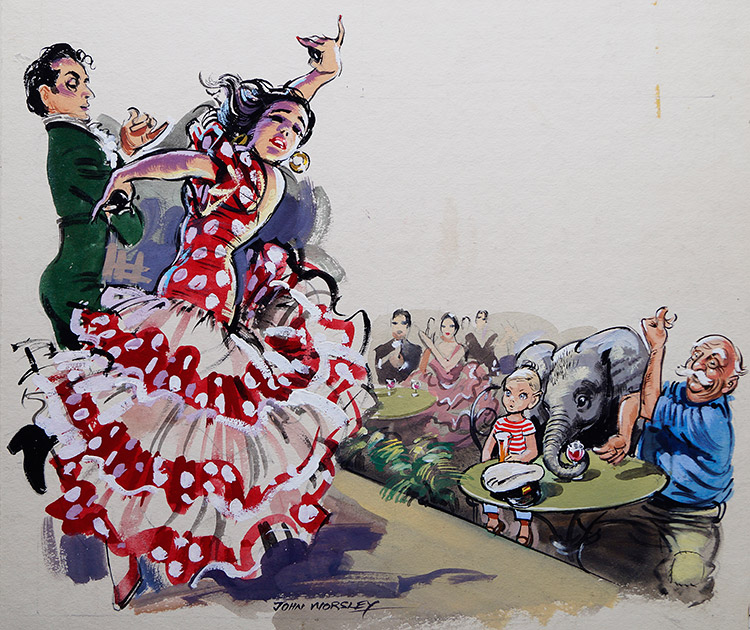 Flamenco and Cathedral and Birds in Barcelona (Originals) (Signed) by John Worsley Art at The Illustration Art Gallery