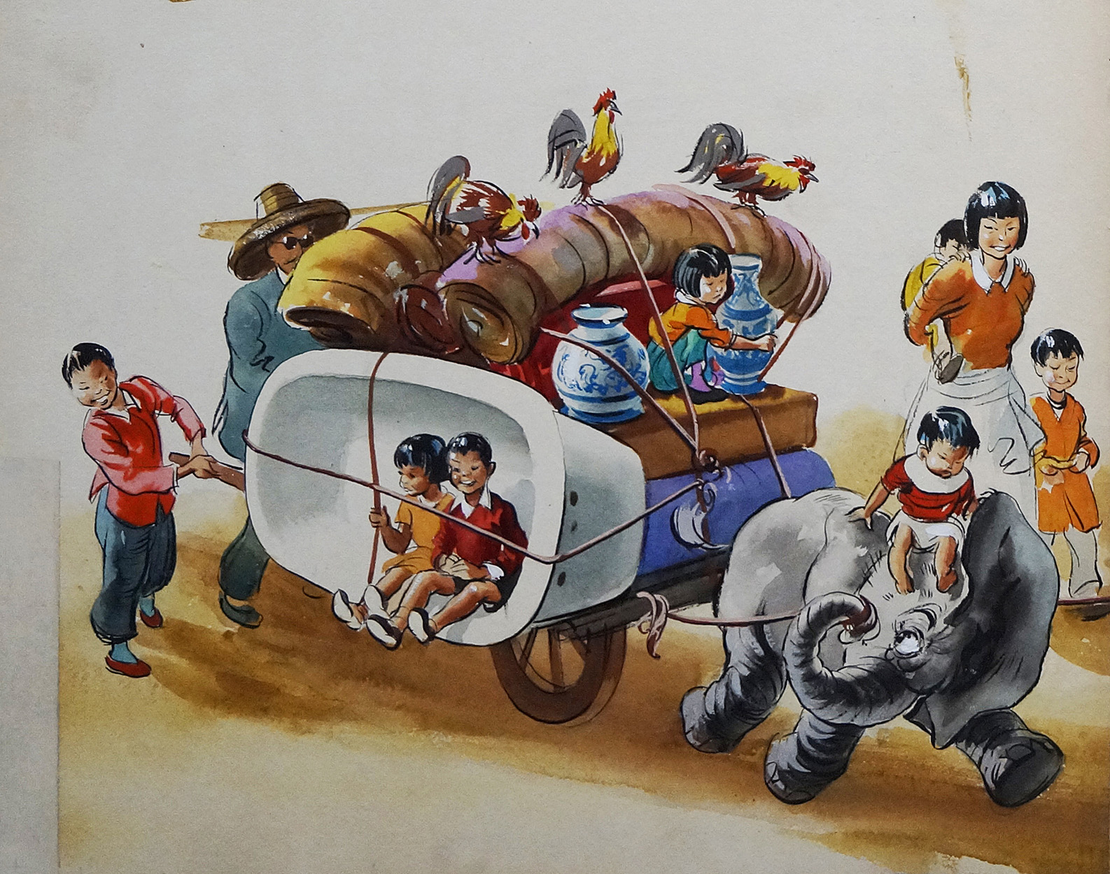 Ming Vase Transport (Original) art by Wee Willie Winkie (Worsley) at The Illustration Art Gallery