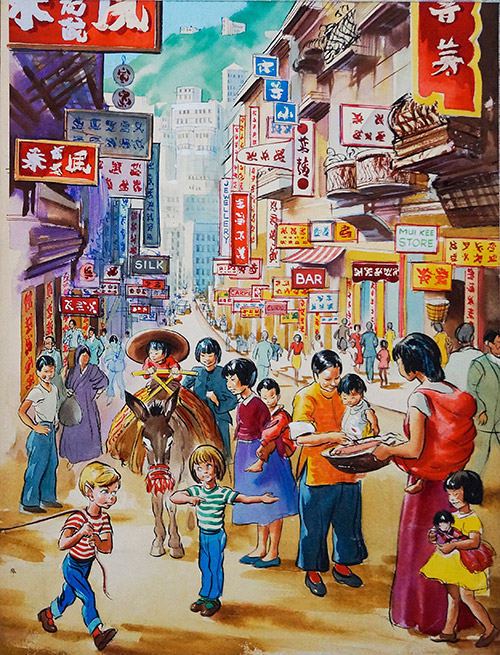 Chinese street scene (Original) by John Worsley Art at The Illustration Art Gallery