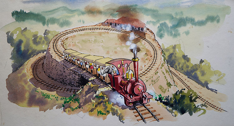 The Darjeeling Himalayan Train Line Elevation (Originals) by John Worsley at The Illustration Art Gallery