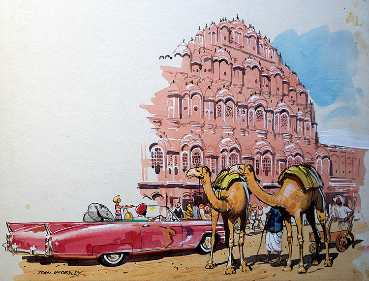Howa Mahal- Palace of The Winds (Originals) (Signed) by John Worsley at The Illustration Art Gallery