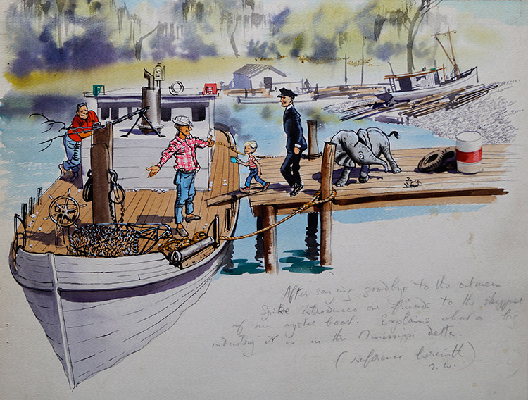 All Aboard the Mississippi Delta Oyster Boat (Originals) by John Worsley at The Illustration Art Gallery