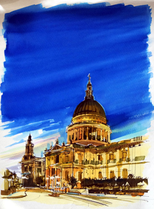 St Pauls Cathedral book cover art (Original) by John Worsley at The Illustration Art Gallery